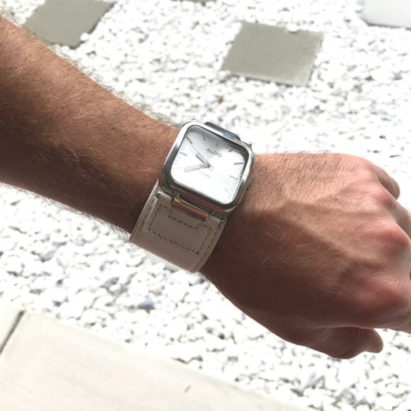 Aldo genuine leather white watchmake me a offer I'm open  to trades as well - Picture 1 of 7